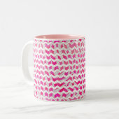 Tasse 2 Couleurs Chaud rose et blanc Chevron Zebra (Devant gauche)