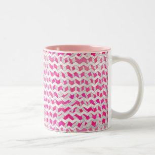 Tasse 2 Couleurs Chaud rose et blanc Chevron Zebra