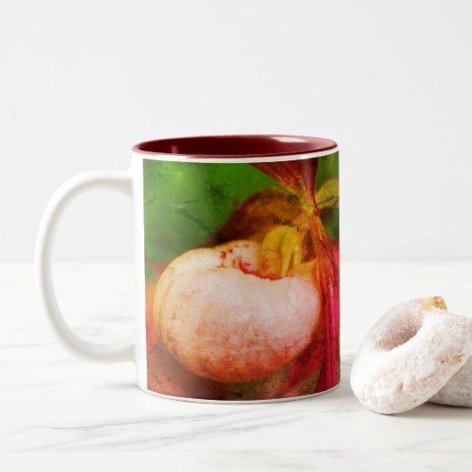 Tasse 2 Couleurs Chaussure Blanche Art Floral Personnalisé (Avec donut)