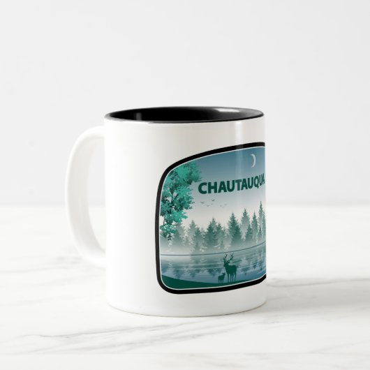 Tasse 2 Couleurs Chautauqua Lake New York Deer (Devant gauche)