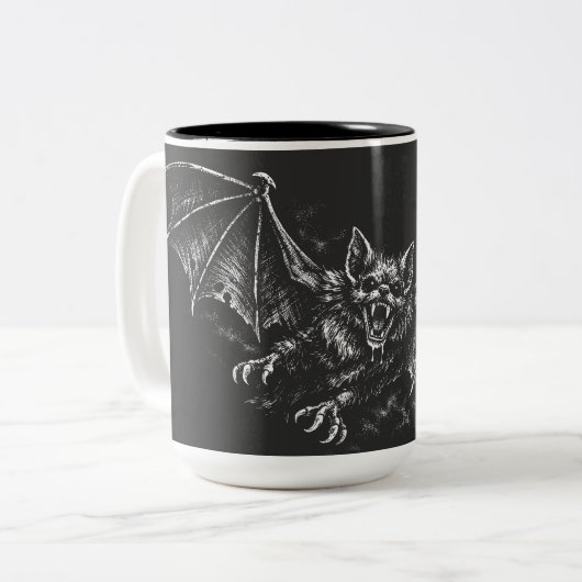 Tasse 2 Couleurs Chauve-souris plongeante - par BurnsInHell (Devant gauche)