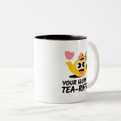 Tasse 2 Couleurs Cheerful Funny Jokes Your Work Is TeaRiffic Bunny (Devant droit)
