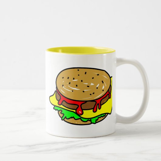 Tasse 2 Couleurs cheeseburger (Droit)