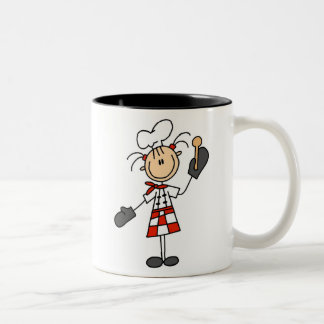Tasse 2 Couleurs Chef féminin avec les gants et la cuillère en bois