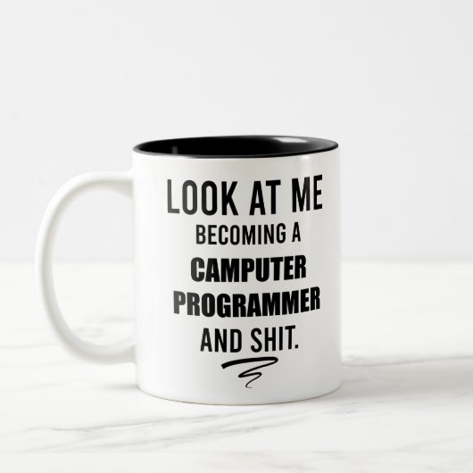 Tasse 2 Couleurs Chemise drôle de programmeur informatique disant (Gauche)