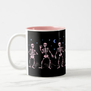 Tasse 2 Couleurs Chemise Halloween squelette rose dansant