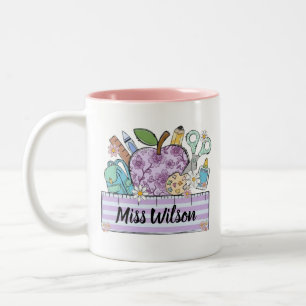 Tasse 2 Couleurs Chemise personnalisée pour enseignant   Nom de l'e