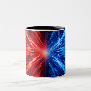 Tasse 2 Couleurs chemise rouge et bleue, chemise d'explosion abstra