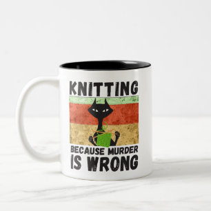 Tasse 2 Couleurs Chemise tricot, Tricot Parce Que Le Meurtre Est Ma