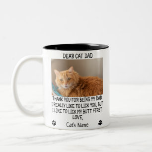 Tasse 2 Couleurs Cher père de chat, photo et nom du chat personnal