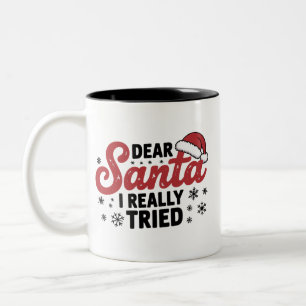 Tasse 2 Couleurs Cher Père Noël, j'ai vraiment essayé Noël en famil