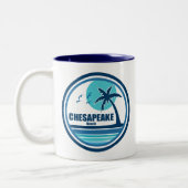 Tasse 2 Couleurs Chesapeake Beach Maryland Palm Tree Birds (Gauche)
