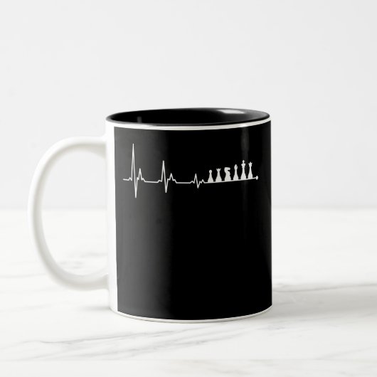 Tasse 2 Couleurs Chess Heartbeat Funny Heartbeat Lover TShirt (Gauche)