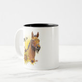 Tasse 2 Couleurs Cheval à main avec tournesol (Devant gauche)