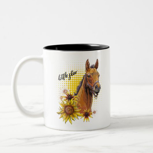 Tasse 2 Couleurs Cheval à main avec tournesol (Gauche)