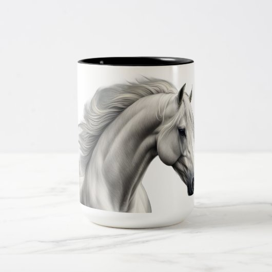Tasse 2 Couleurs Cheval Beau Blanc (Centre)