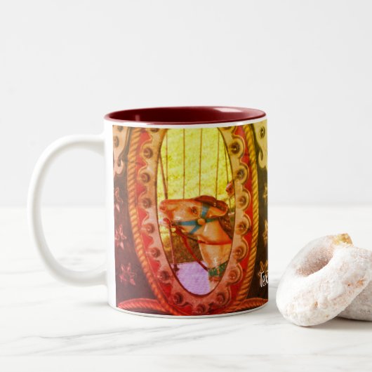 Tasse 2 Couleurs Cheval Carrousel En Miroir Personnalisé (Avec donut)
