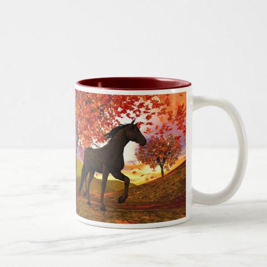 Tasse 2 Couleurs Cheval d'automne (Droit)