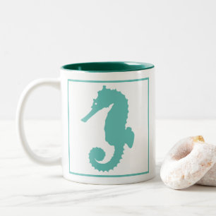 Tasse 2 Couleurs Cheval de mer Turquoise nautique