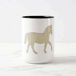 Tasse 2 Couleurs Cheval - motif géométrique - beige et blanc