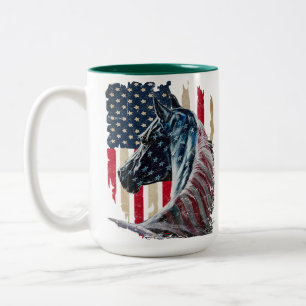 Tasse 2 Couleurs cheval patriotique drapeau américain 4 juillet che