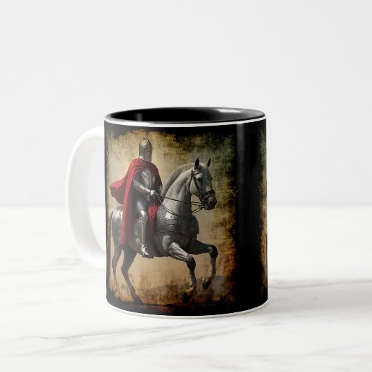 Tasse 2 Couleurs Chevalier médiéval à cheval (Devant gauche)