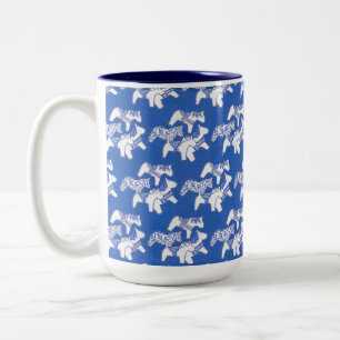 Tasse 2 Couleurs Chevaux bleu et blanc