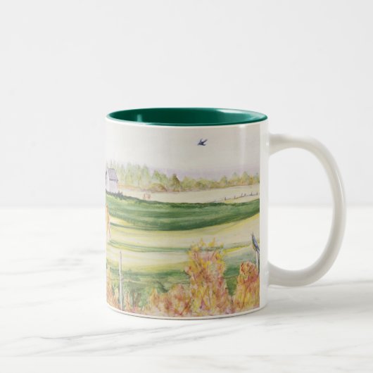 Tasse 2 Couleurs Chevaux dans une ferme (Droit)