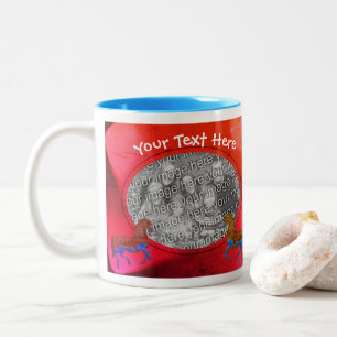 Tasse 2 Couleurs Chevaux de carrousel colorés Photo personnalisée