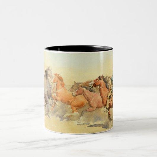 Tasse 2 Couleurs Chevaux de course par Maynard Dixon (Centre)