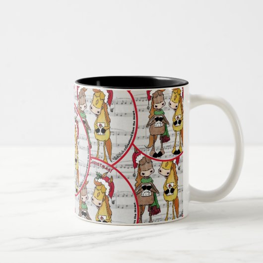 Tasse 2 Couleurs Chevaux de covoiturage - 'Mare'y Christmas (Droit)