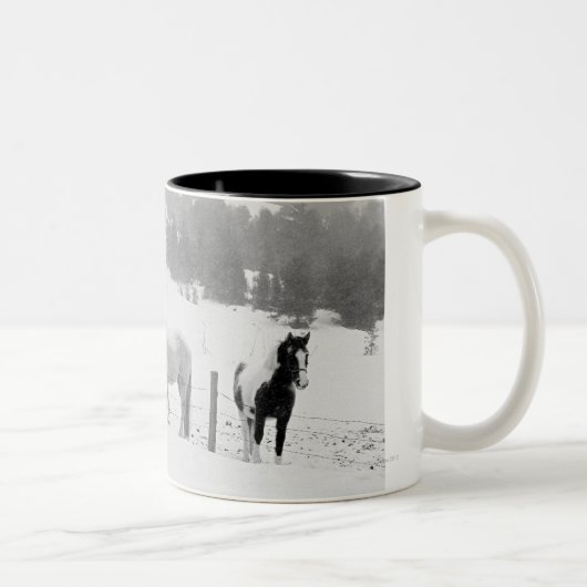 Tasse 2 Couleurs Chevaux sur le ranch (Droit)