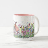 Tasse 2 Couleurs Chèvre de bébé dans le domaine de fleur (Devant droit)