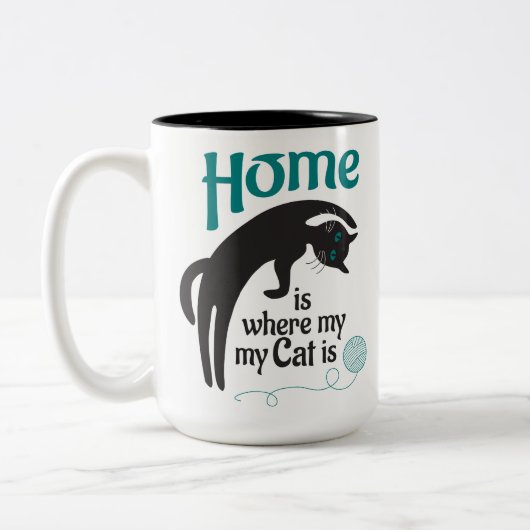 Tasse 2 Couleurs Chez moi, où est mon chat (Gauche)