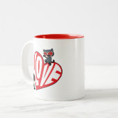 Tasse 2 Couleurs Chibi Catwoman rebondit sur Batman (Devant gauche)