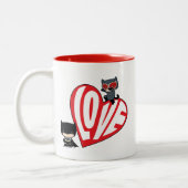 Tasse 2 Couleurs Chibi Catwoman rebondit sur Batman (Gauche)