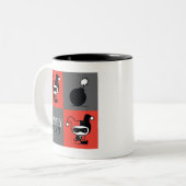Tasse 2 Couleurs Chibi Harley Quinn Checker Motif (Devant gauche)