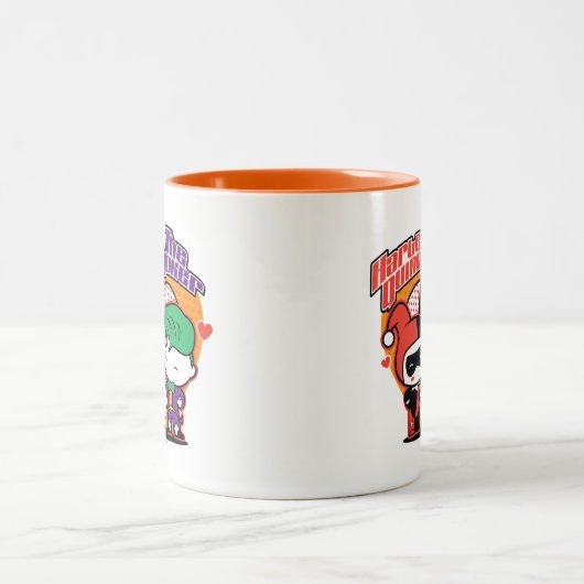 Tasse 2 Couleurs Chibi Harley Quinn & Chibi Joker Coeurs (Centre)