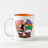 Tasse 2 Couleurs Chibi Harley Quinn & Chibi Joker Coeurs (Gauche)