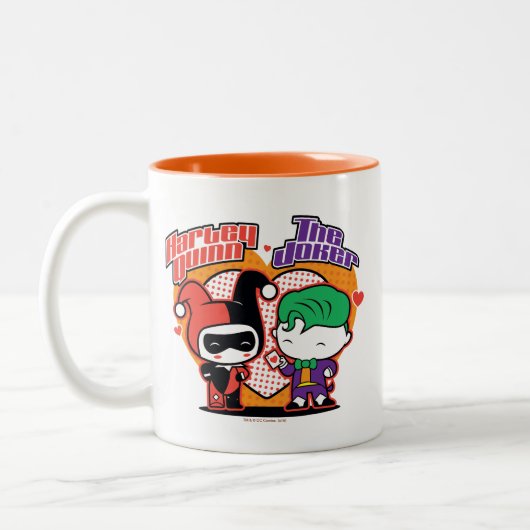 Tasse 2 Couleurs Chibi Harley Quinn & Chibi Joker Coeurs (Gauche)