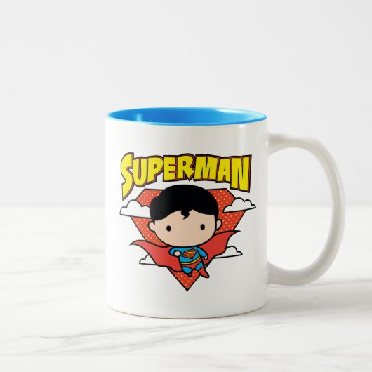 Tasse 2 Couleurs Chibi Superman Polka Dot Shield et nom (Droit)