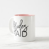 Tasse 2 Couleurs Chic Black Calligraphy Bridesmaid (Devant gauche)