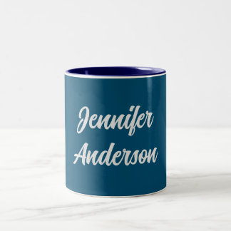 Tasse 2 Couleurs Chic Calligraphie Elégant Océan Bleu Personnalisé