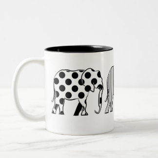 Tasse 2 Couleurs Chic, motif éléphants, noir et blanc