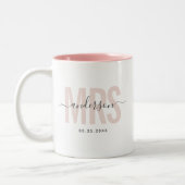 Tasse 2 Couleurs Chic Nouvelle MRS Nom Personnalisé Date de Mariage (Gauche)