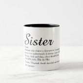 Tasse 2 Couleurs Chic Script Noir et Blanc Définition de sœur cool (Centre)