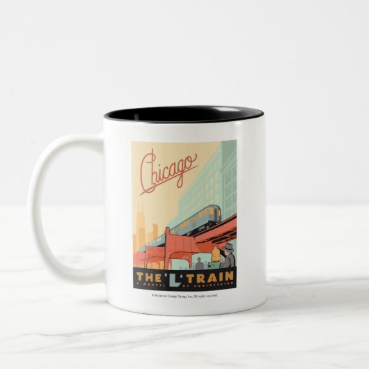 Tasse 2 Couleurs Chicago, IL - Train "L" (Gauche)
