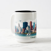 Tasse 2 Couleurs Chicago Skyline Mug, 15oz (Devant gauche)