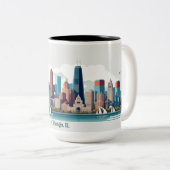Tasse 2 Couleurs Chicago Skyline Mug, 15oz (Devant droit)