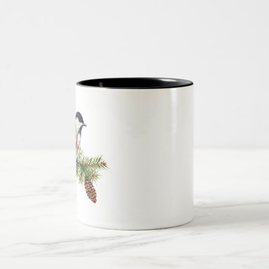 Tasse 2 Couleurs Chickadee d'hiver (Centre)